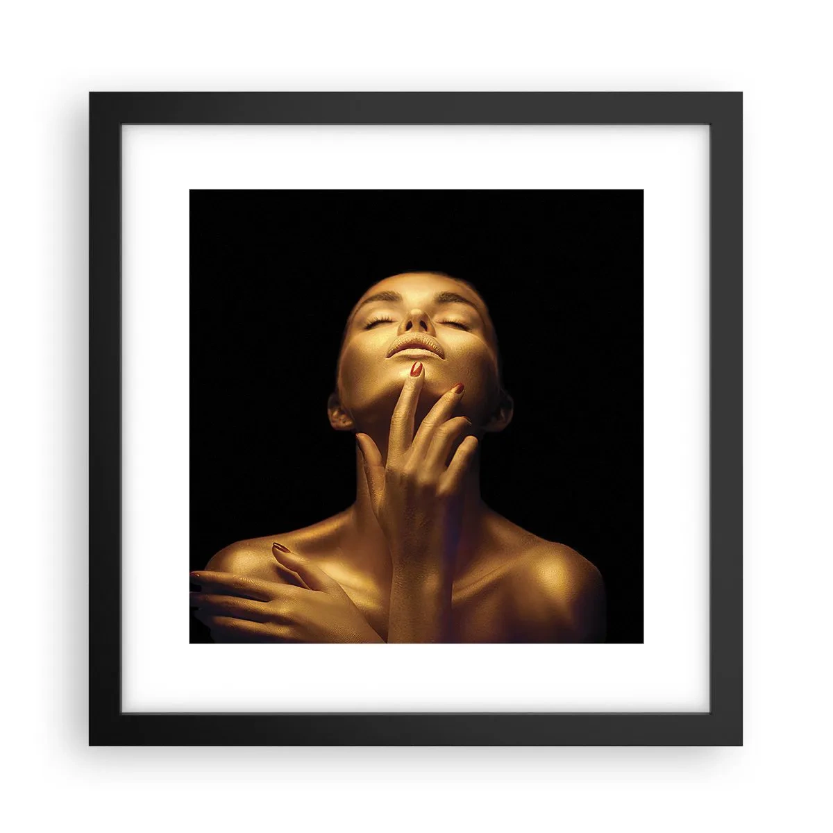 Póster en marco negro - Como seda dorada - 30x30 cm