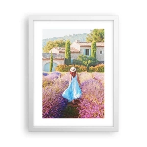 Póster en marco blanco - La chica de la lavanda - 30x40 cm