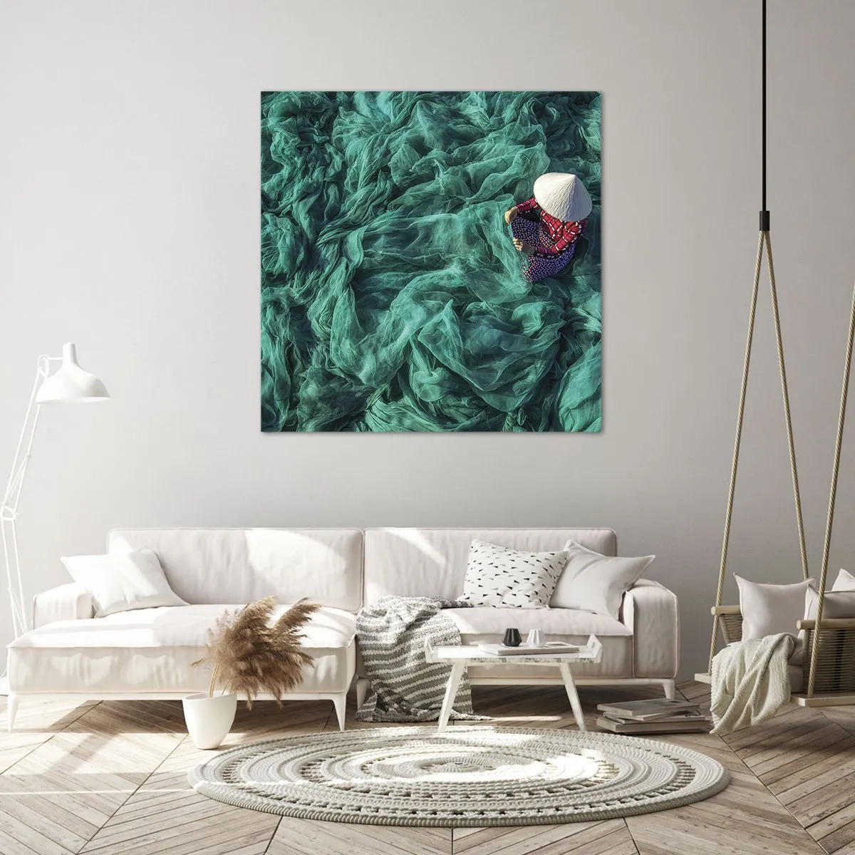 Cuadro sobre lienzo - Impresión de Imagen - En un mar de redes - 30x30 cm