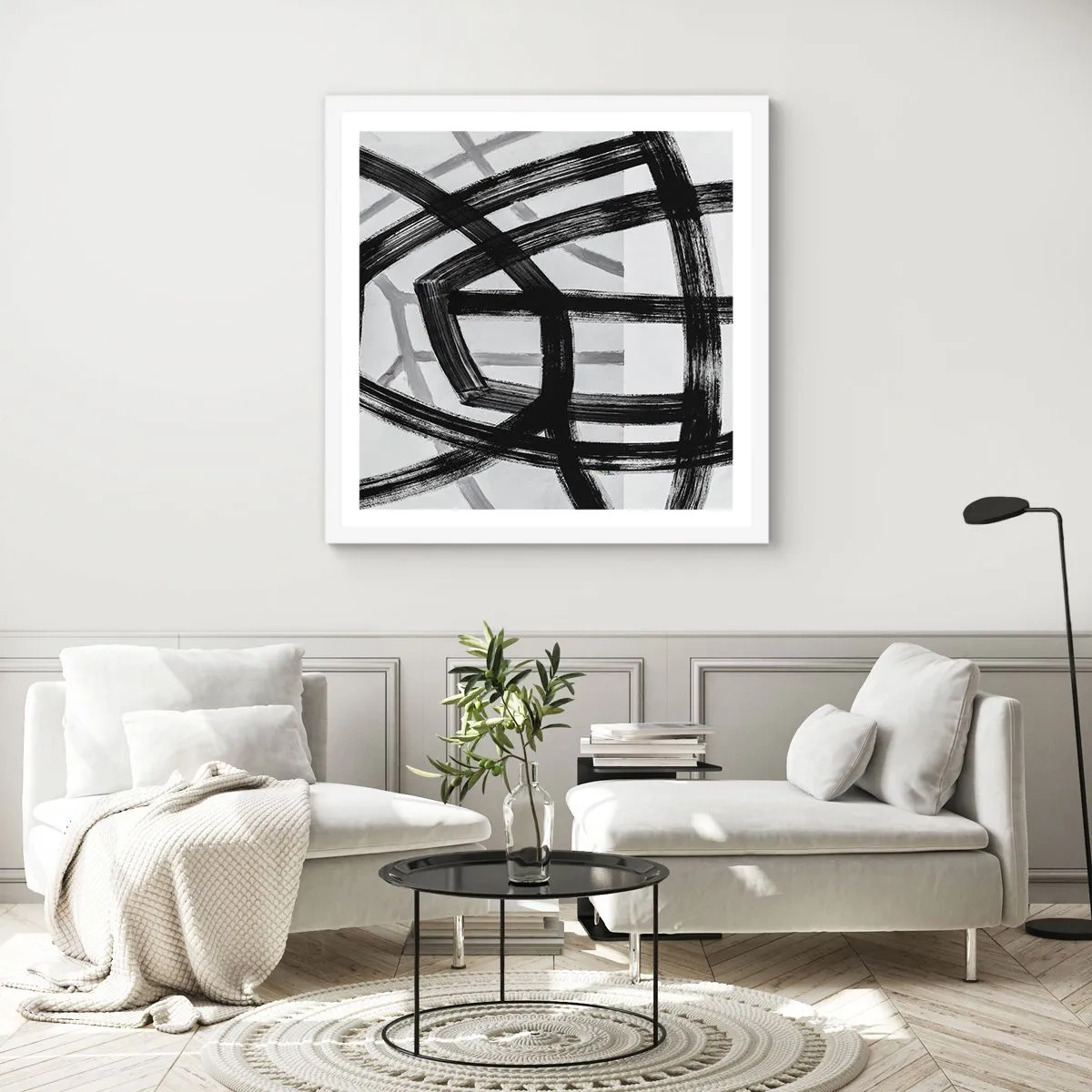 Póster en marco blanco - Construir profundidad - 60x60 cm