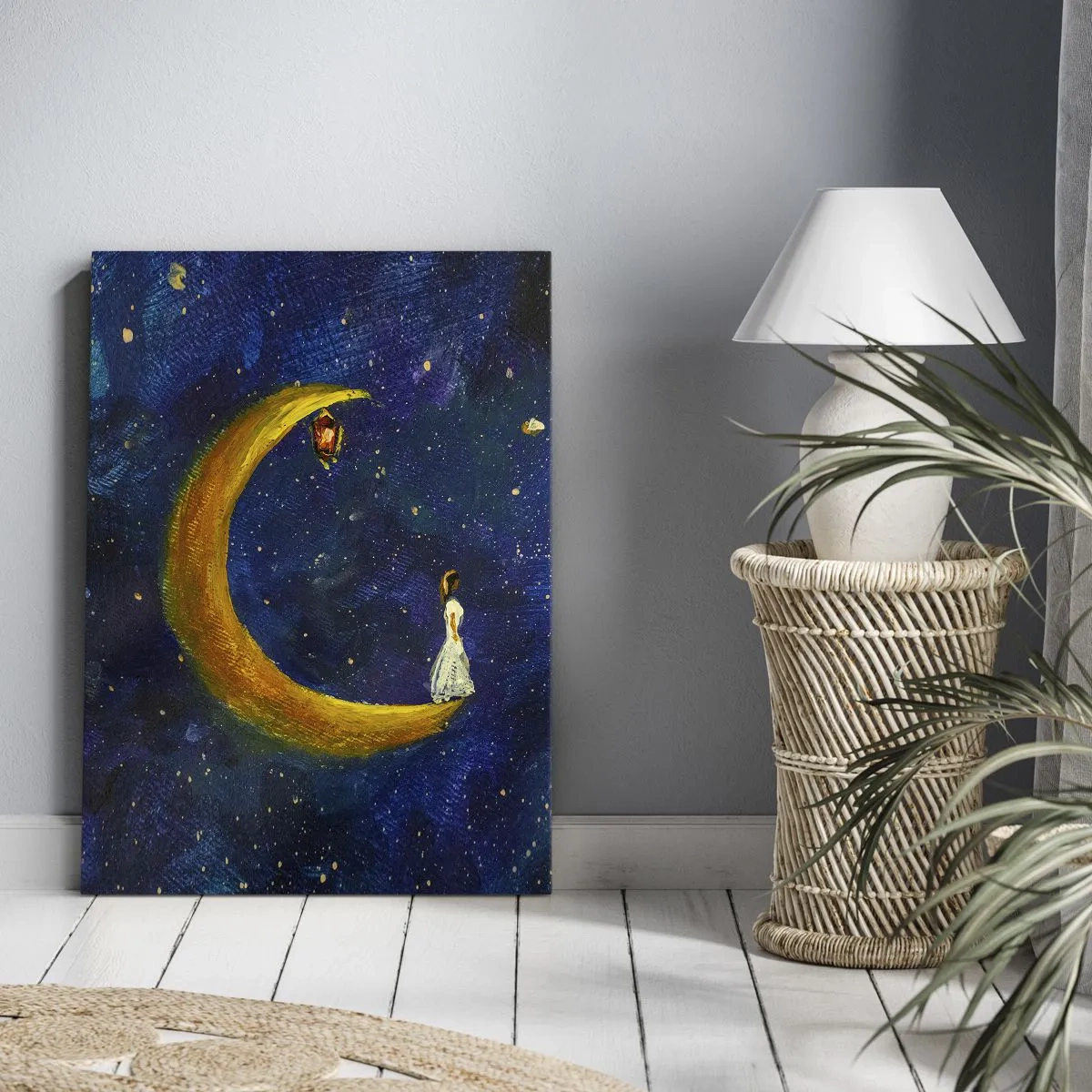 Cuadro sobre lienzo - Impresión de Imagen - La llamada de la Luna - 45x80 cm