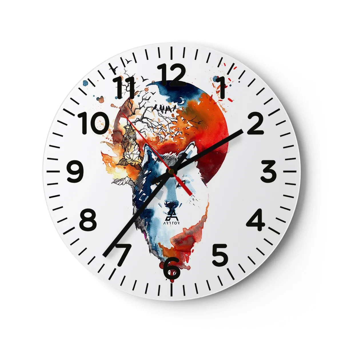 Reloj de pared - Reloj de vidrio - El acecho nocturno - 30x30 cm