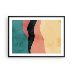 Póster en marco negro - Ondas abstractas en colores pastel - 70x50cm - Discordia compatible - Decoración de pared moderna para salón y dormitorio ARTTOR