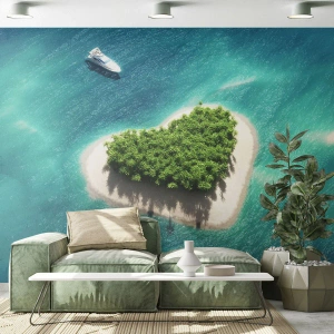 Fotomural personalizado Premium Sand - Me encanta el verano - Paisaje, Isla en el océano, Yate
