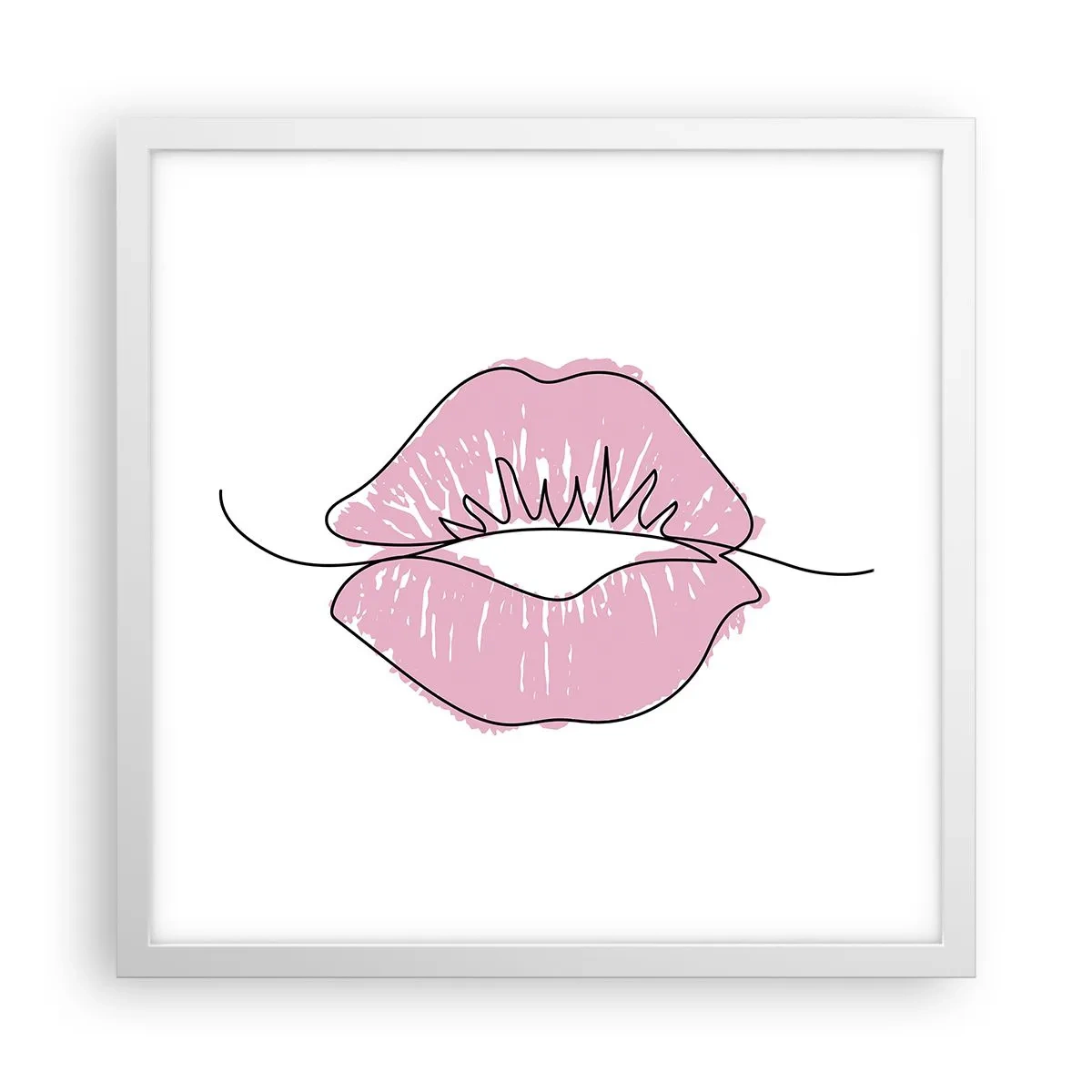 Póster en marco blanco - ¿Listo para un beso? - 40x40 cm