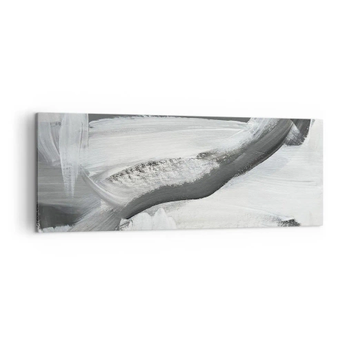 Cuadro sobre lienzo - Impresión de Imagen - Abstracción gris y blanca con líneas dinámicas. - 140x50cm - Con movimientos decididos - Decoración de pared moderna para salón y dormitorio ARTTOR