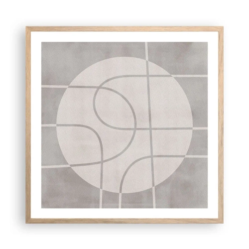 Póster en marco roble claro - Circular y rectilíneo - 60x60 cm