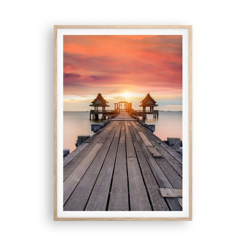 Póster en marco roble claro - De este a oeste - 70x100 cm