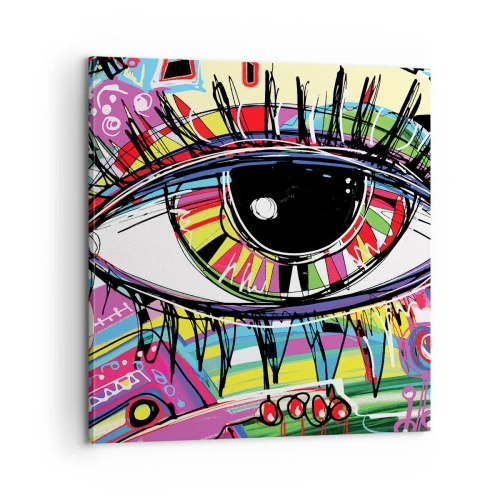 Cuadro sobre lienzo - Impresión de Imagen - Un ojo colorido - un alma colorida - 60x60 cm