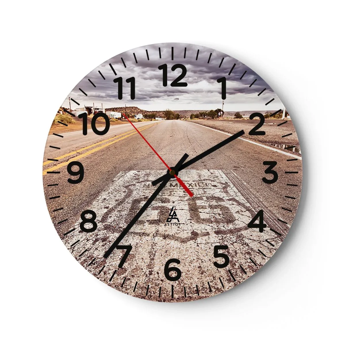 Reloj de pared - Reloj de vidrio - Mother Road: una leyenda americana - 30x30 cm