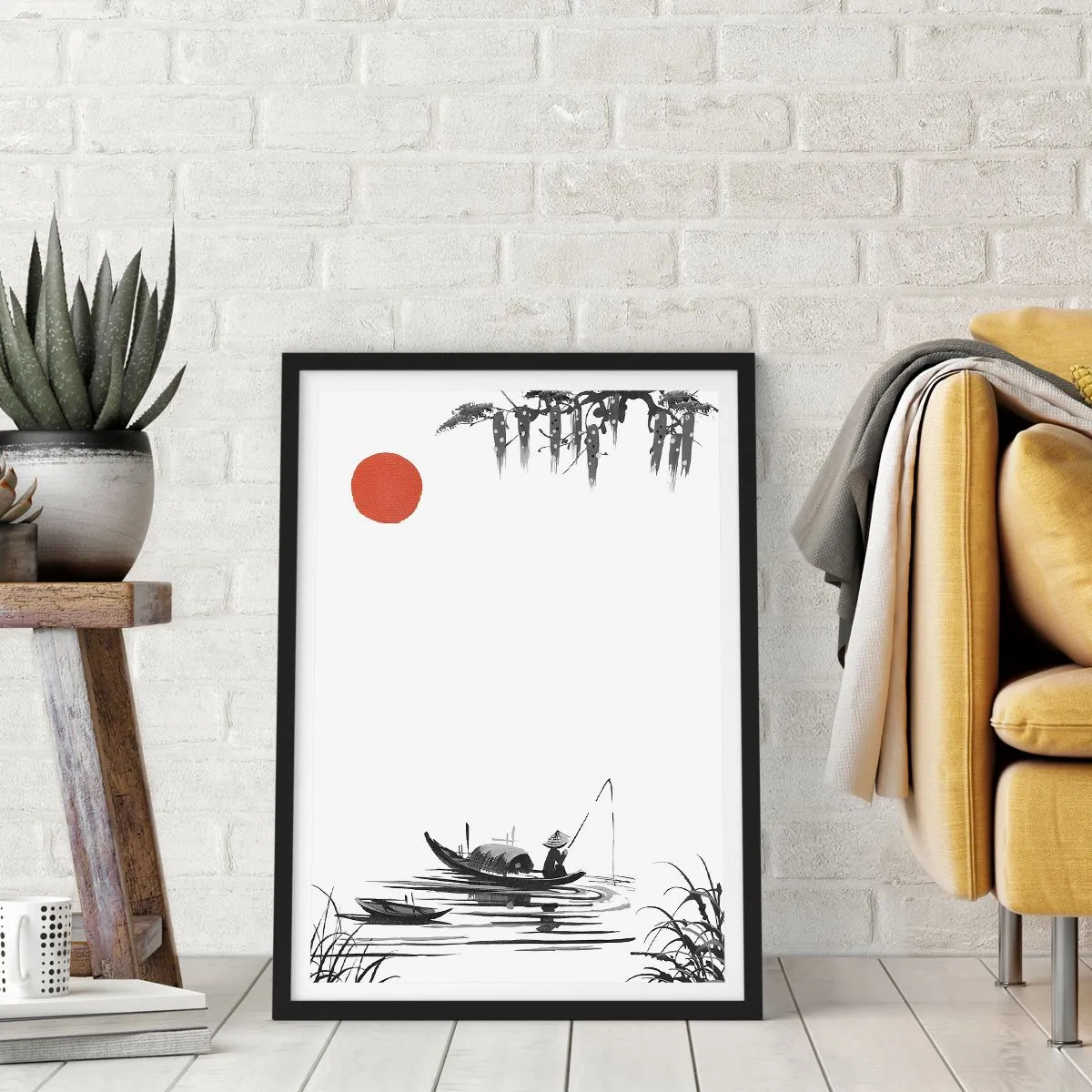 Póster en marco negro - Una tarde asiática - 70x100 cm