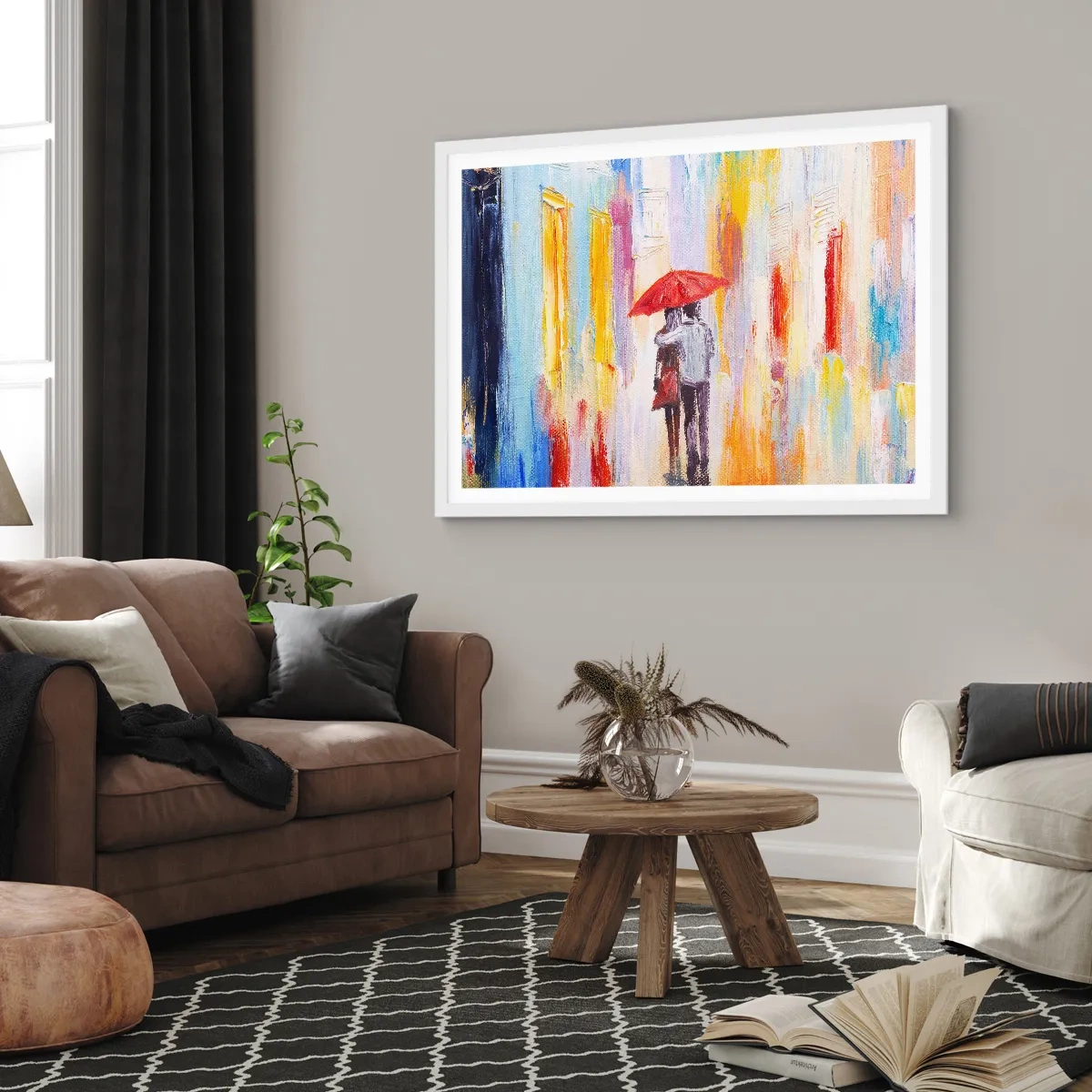 Póster en marco blanco - Que siga lloviendo - 50x40 cm