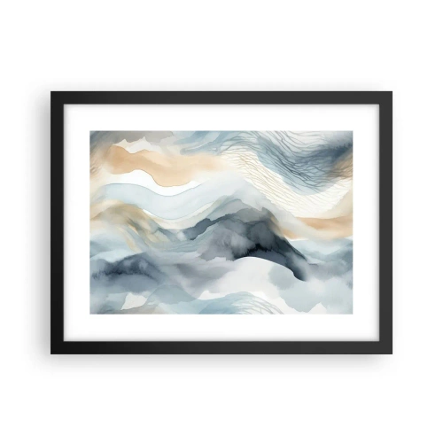Póster en marco negro - Abstracción de nieve y niebla - 40x30 cm
