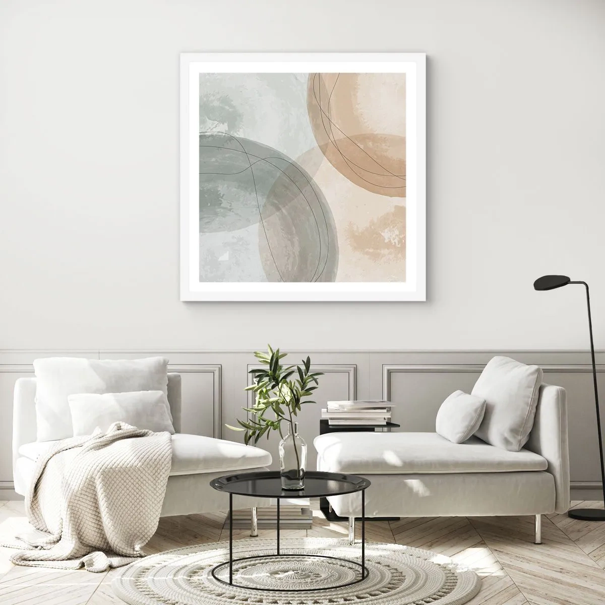 Póster en marco blanco - Mundos que se entrecruzan - 40x40 cm