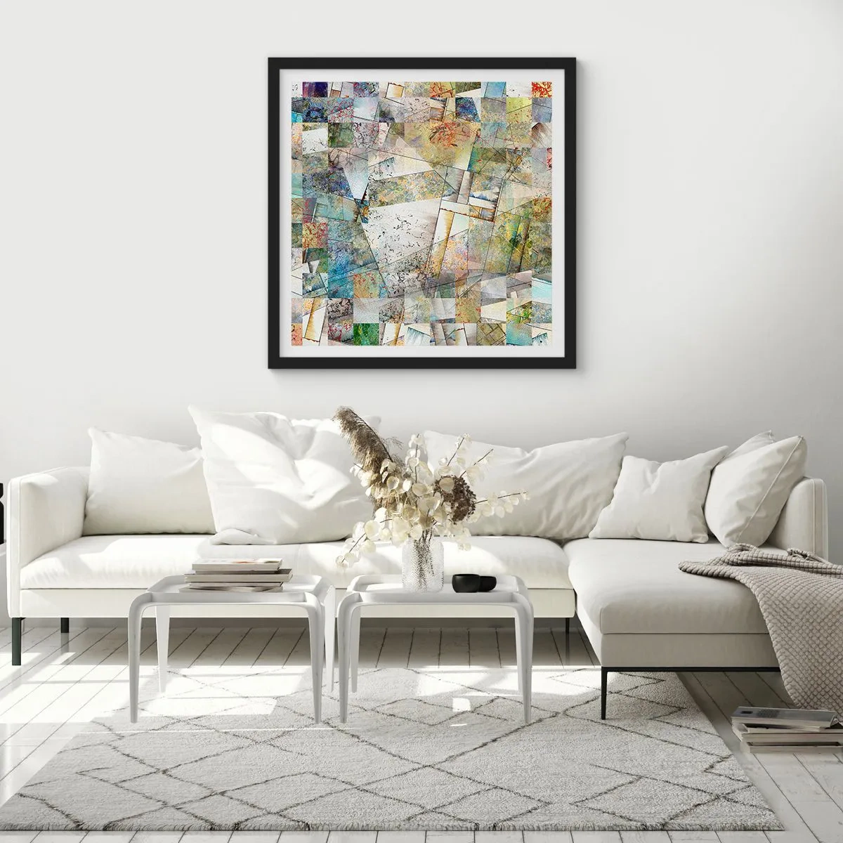 Póster en marco negro - Remodelación geométrica - 60x60 cm