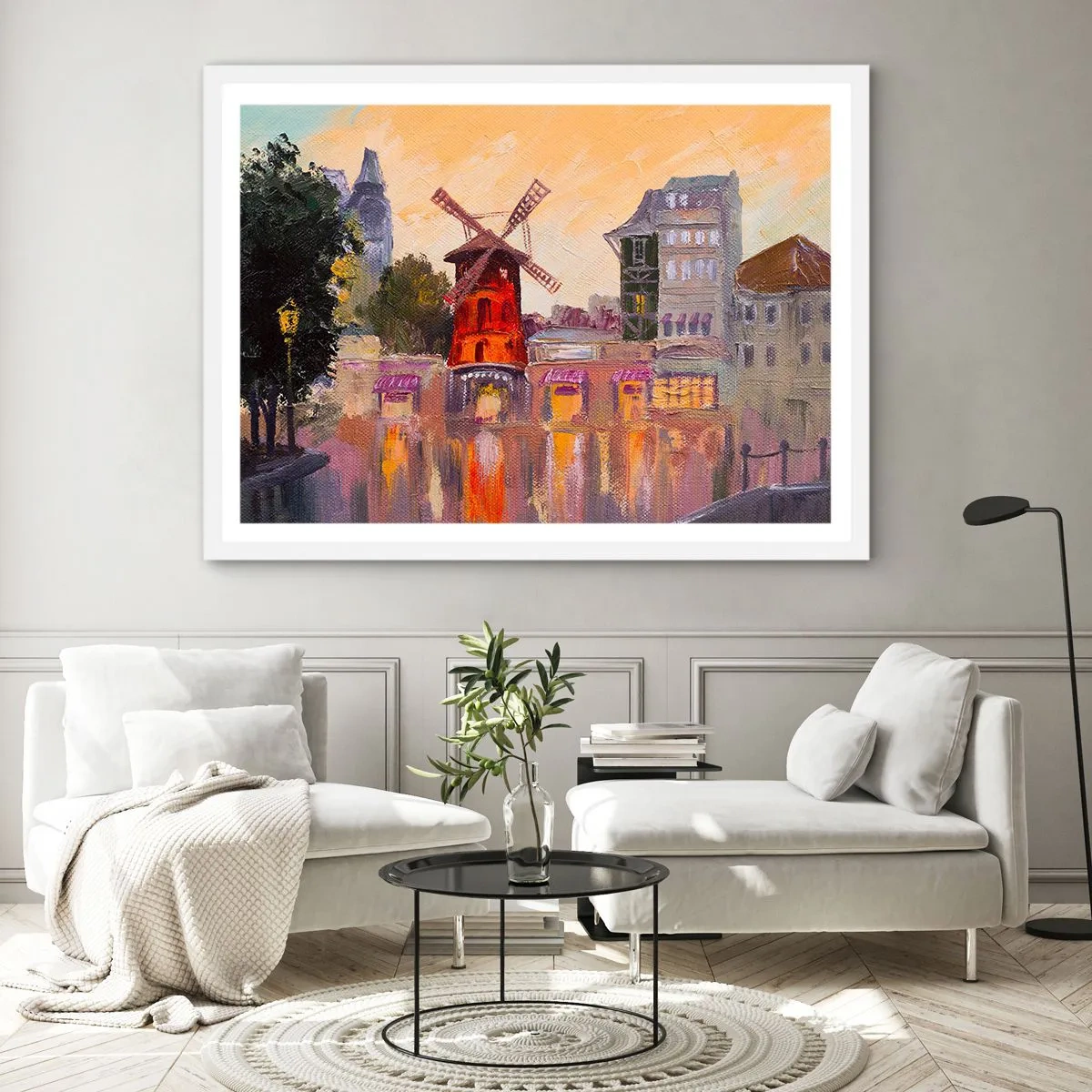 Póster en marco blanco - Iconos parisinos - Moulin Rouge - 40x30 cm