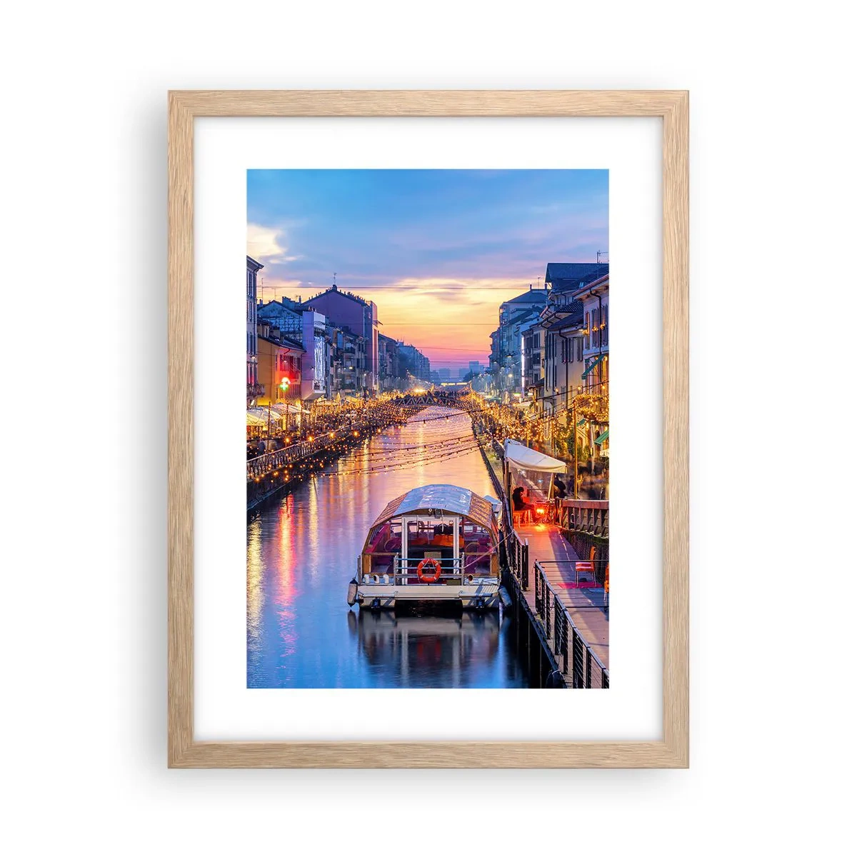 Póster en marco roble claro - Una noche de luz y diversión - 30x40 cm