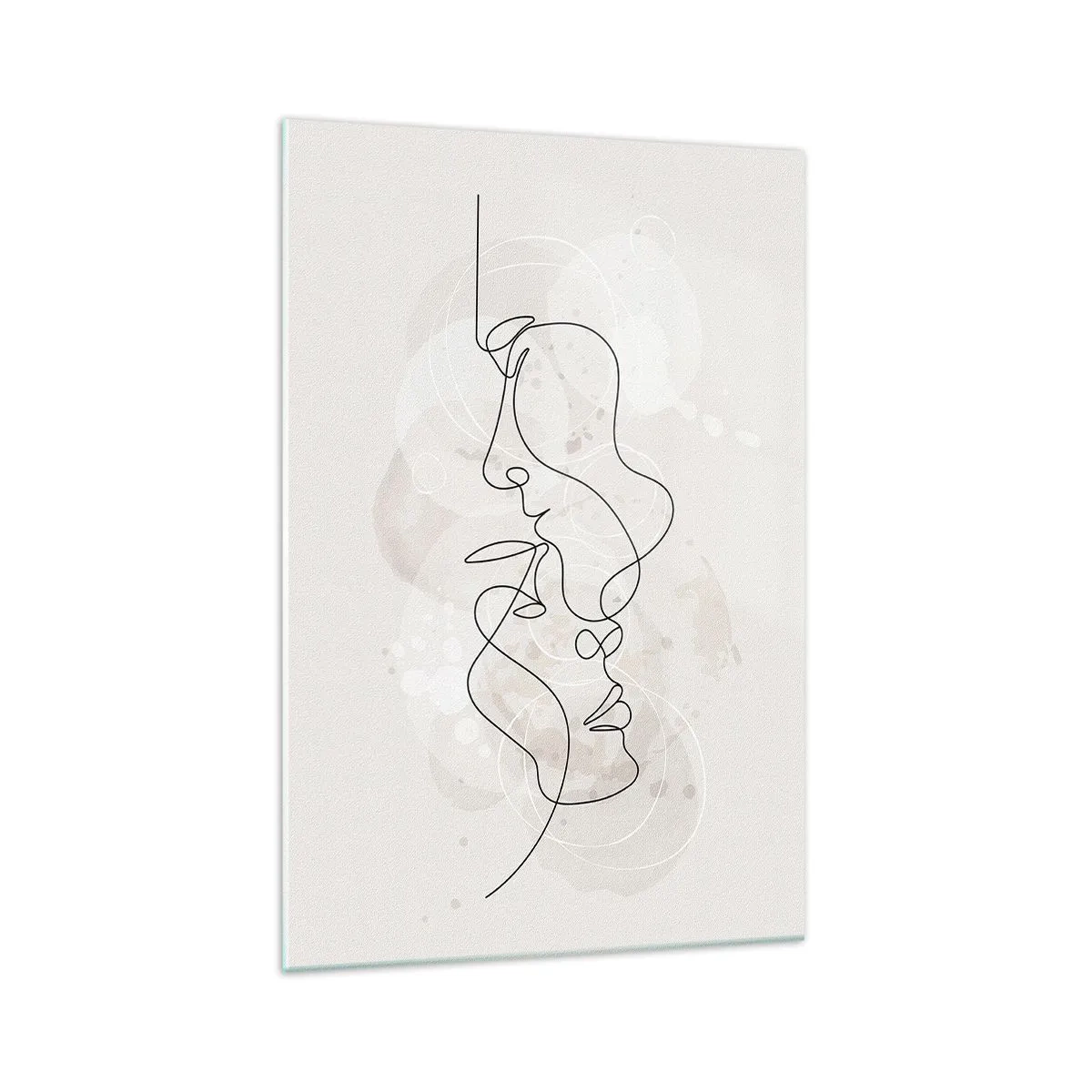 Cuadro sobre vidrio - Impresiones sobre Vidrio - Esquema abstracto de dos caras sobre un fondo claro - 70x100cm - En un abrazo - Decoración de pared moderna para salón y dormitorio ARTTOR
