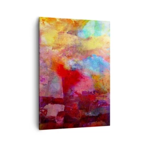 Cuadro sobre lienzo - Impresión de Imagen - Abstracción colorida en tonos cálidos y fríos. - 50x70cm - Mira dentro del arco iris - Decoración de pared moderna para salón y dormitorio ARTTOR
