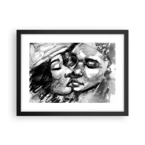 Póster en marco negro - Un momento tierno - 40x30 cm
