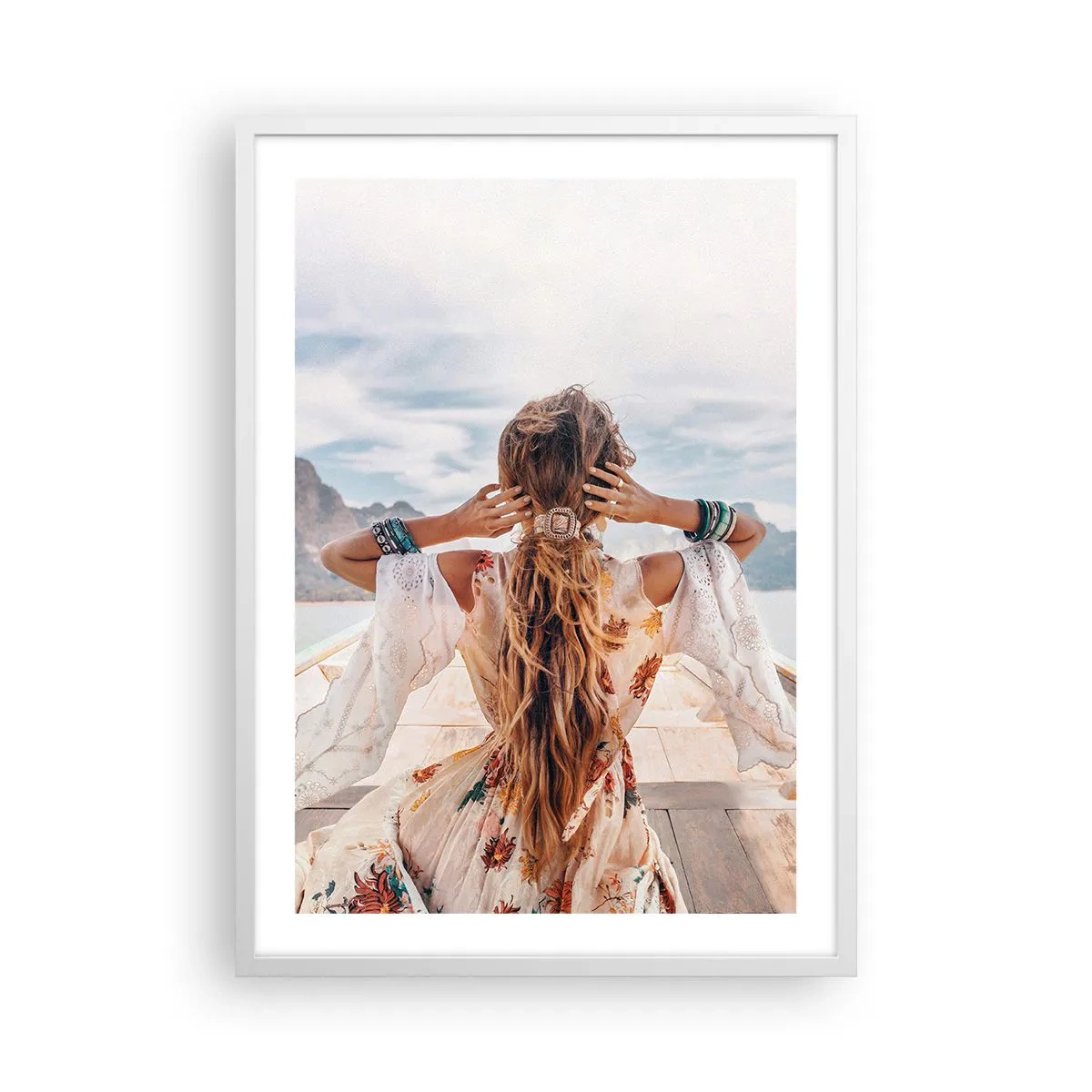 Póster en marco blanco - Rumbo a la felicidad - 50x70 cm