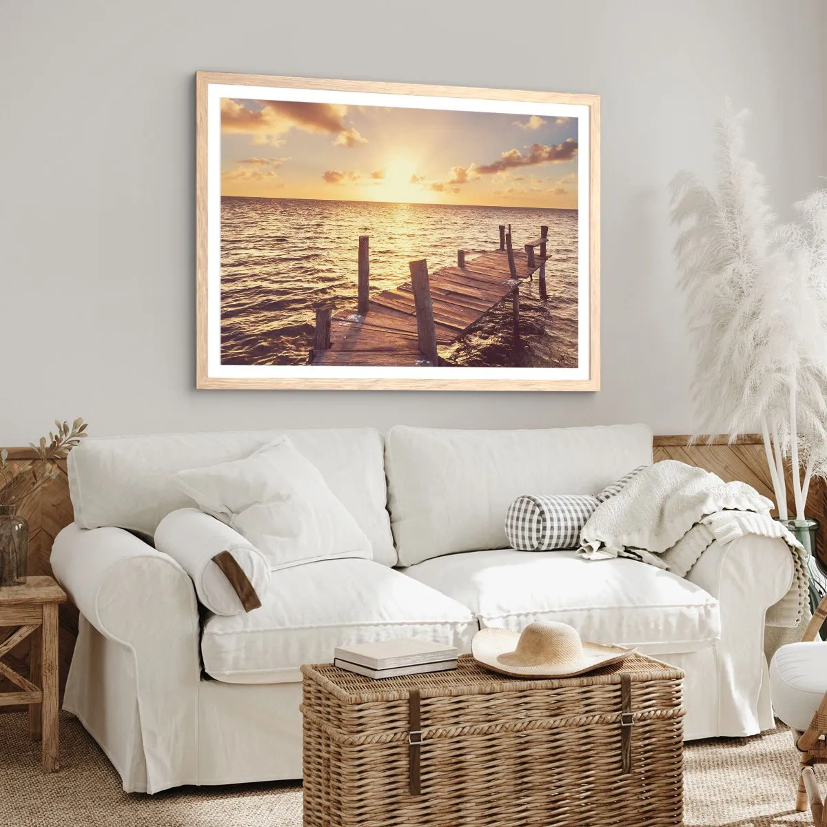 Póster en marco roble claro - Una tierra dorada de dulzura - 91x61 cm