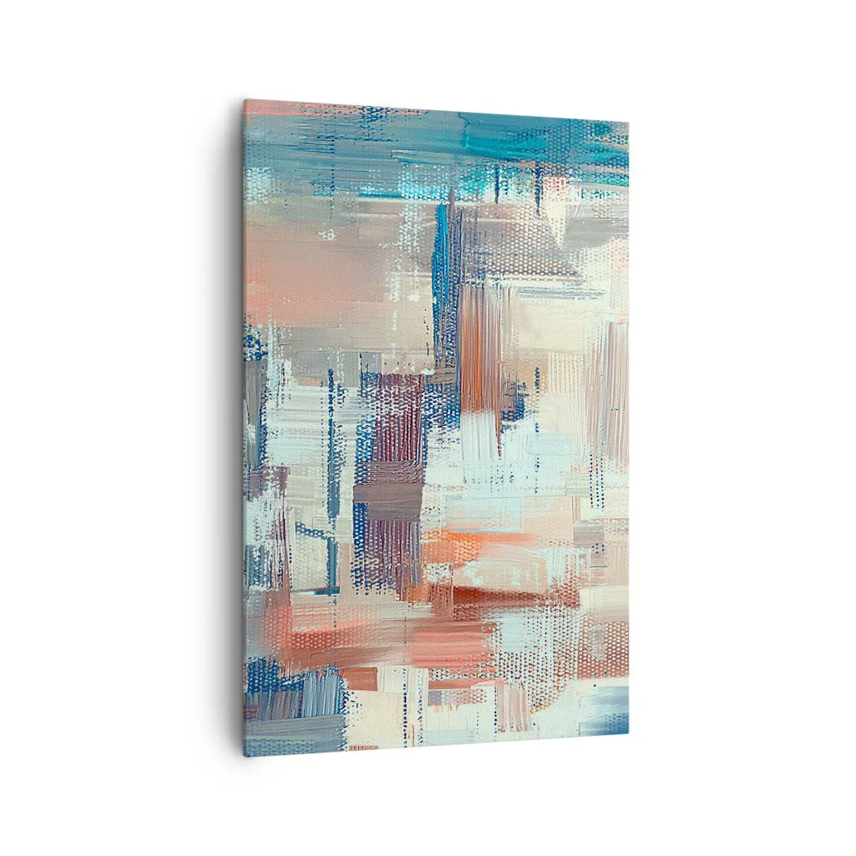Cuadro sobre lienzo - Impresión de Imagen - Composición abstracta en tonos azules y beige. - 80x120cm - Alcanzando la luz - Decoración de pared moderna para salón y dormitorio ARTTOR