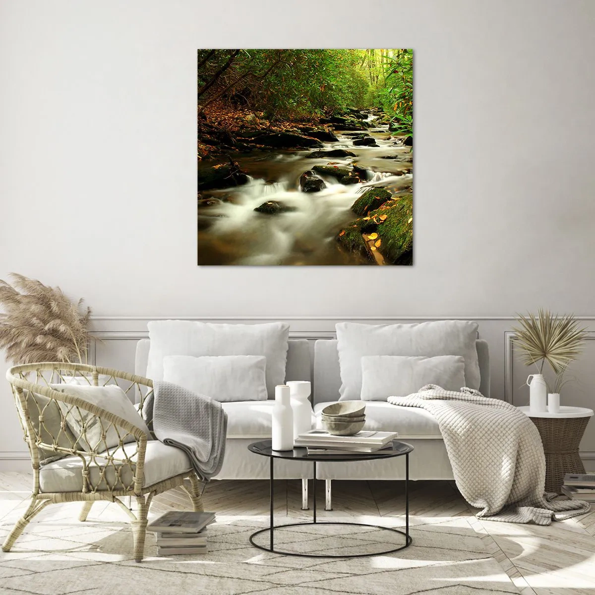 Cuadro sobre vidrio - Impresiones sobre Vidrio - Como plata líquida - 70x70 cm