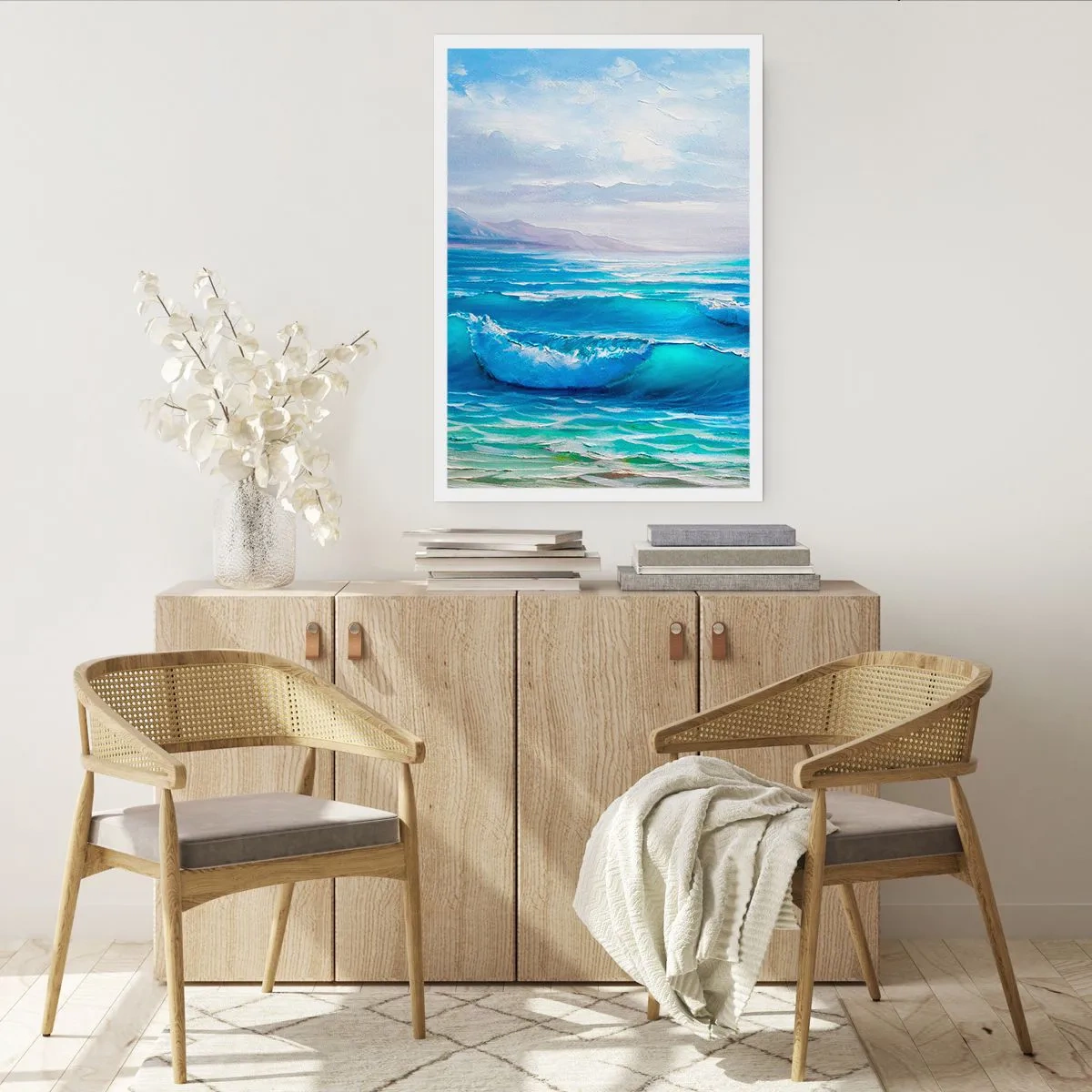 Póster - Olas del mar contra el cielo azul - 50x70cm - Trae consuelo - Decoración de pared moderna para salón y dormitorio ARTTOR