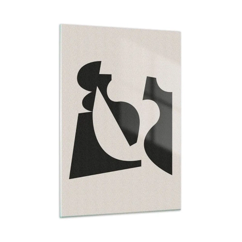 Cuadro sobre vidrio - Impresiones sobre Vidrio - Composición geométrica abstracta en blanco y negro - 50x70cm - Para automontaje - Decoración de pared moderna para salón y dormitorio ARTTOR