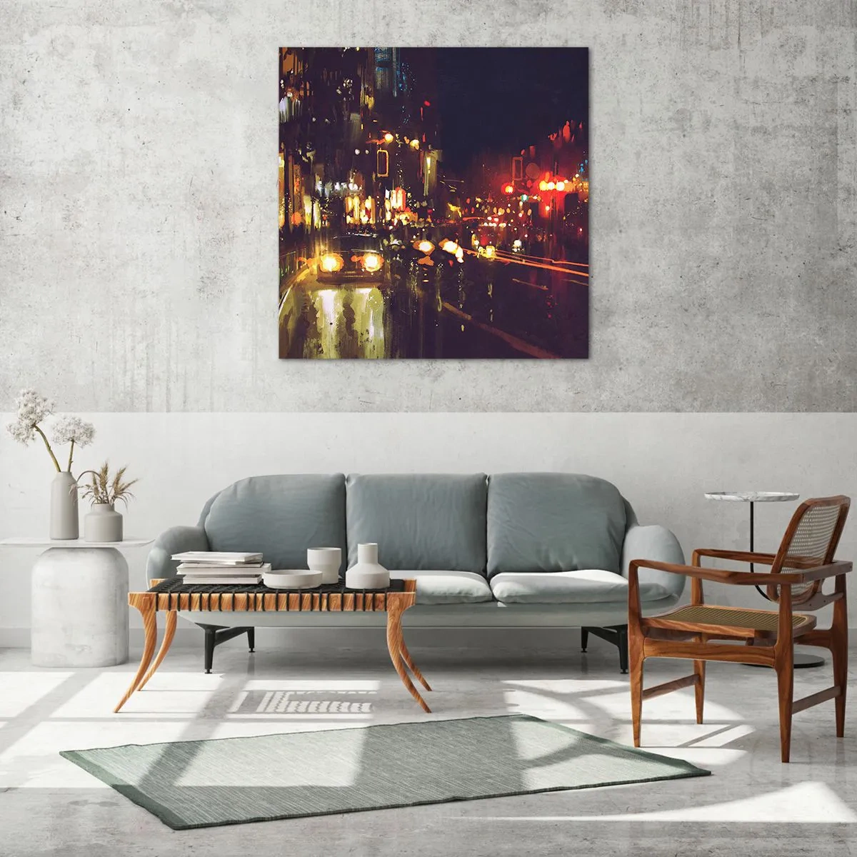 Cuadro sobre vidrio - Impresiones sobre Vidrio - Hundido en la luz de la noche - 60x60 cm