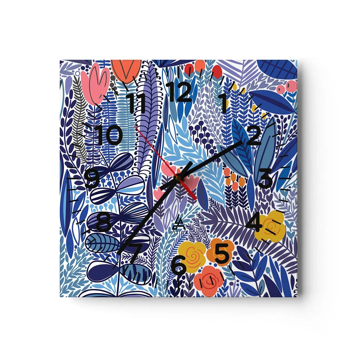 Reloj de pared - Reloj de vidrio - Jardín hawaiano - 40x40 cm