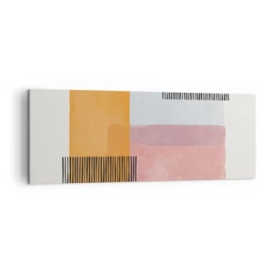 Cuadro sobre lienzo - Impresión de Imagen - Geometría en colores pastel con líneas sobre fondo claro. - 140x50cm - La rectitud - Decoración de pared moderna para salón y dormitorio ARTTOR