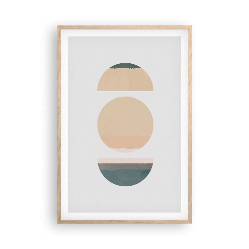 Póster en marco roble claro - Círculo tras círculo - 61x91 cm