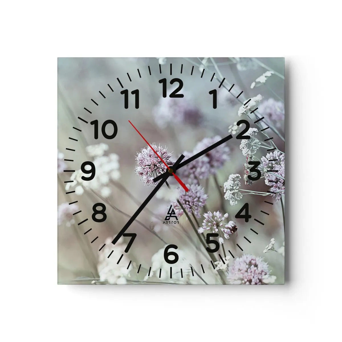 Reloj de pared - Reloj de vidrio - Dulces filigranas de hierbas - 30x30 cm