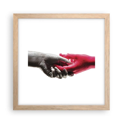 Póster en marco roble claro - Juntos, aunque diferentes - 30x30 cm