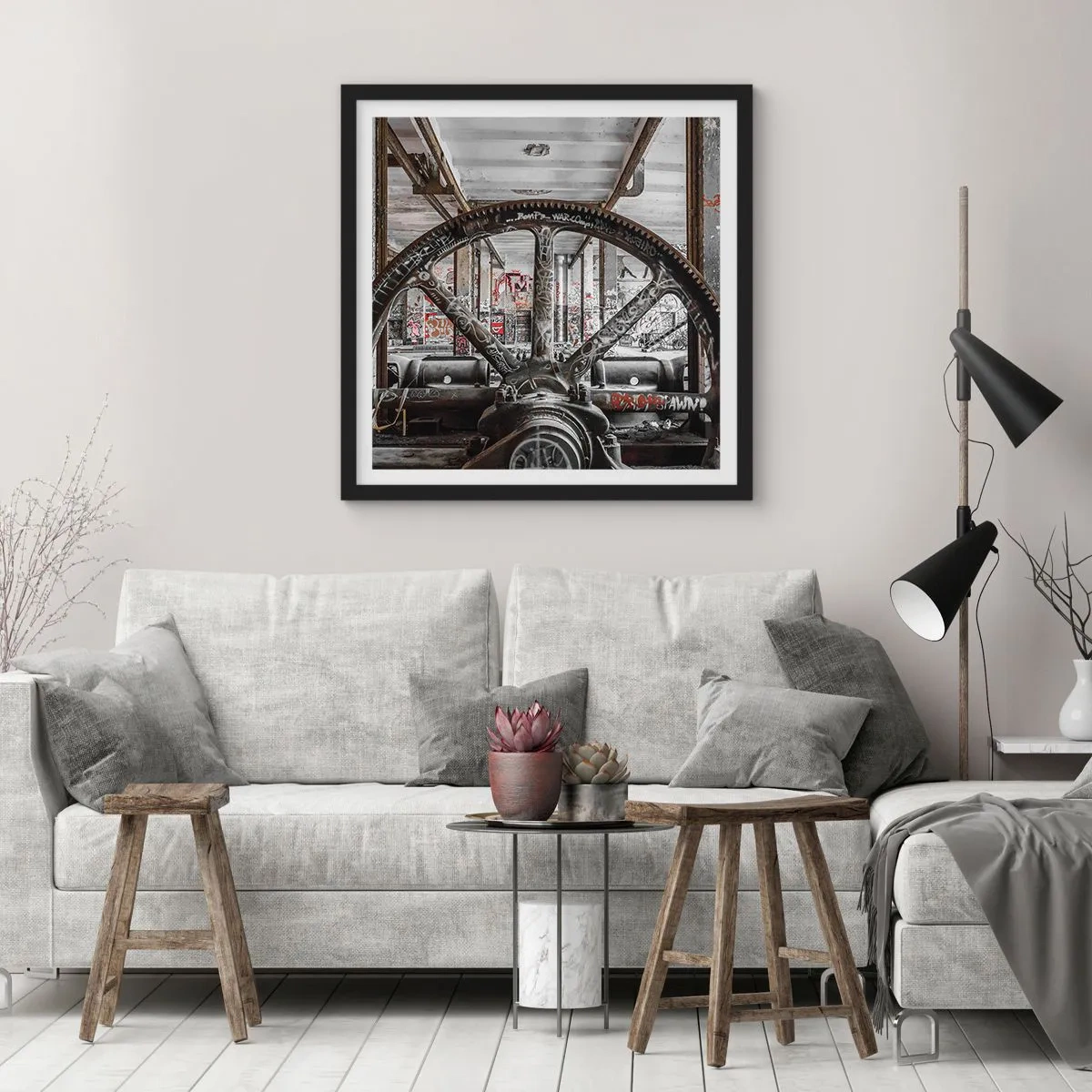Póster en marco negro - La vida secreta de una fábrica - 30x30 cm