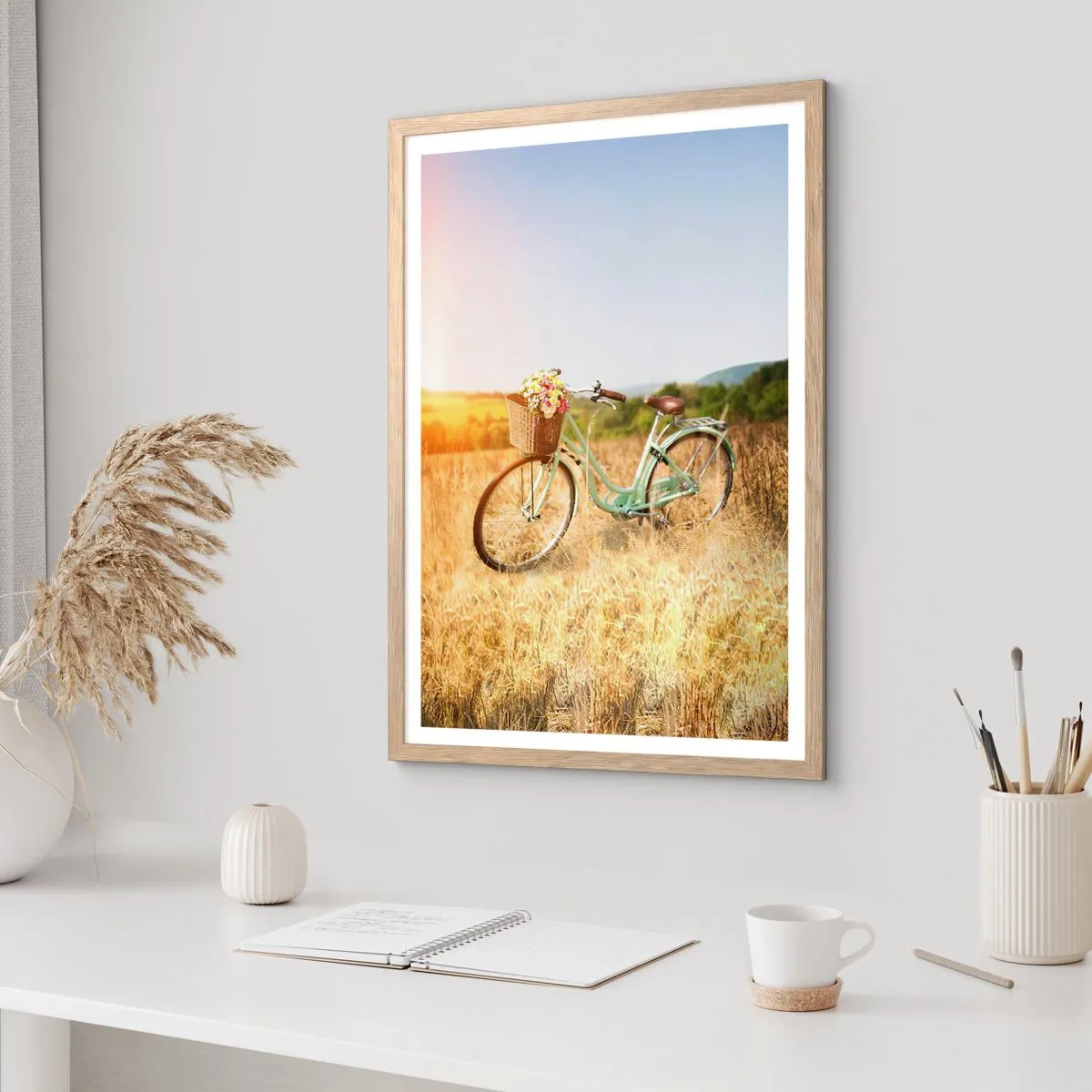 Póster en marco roble claro - Me quedaré aquí un tiempo - 70x100 cm