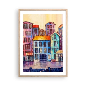 Póster en marco roble claro - Una ciudad como un cuento de hadas - 50x70 cm