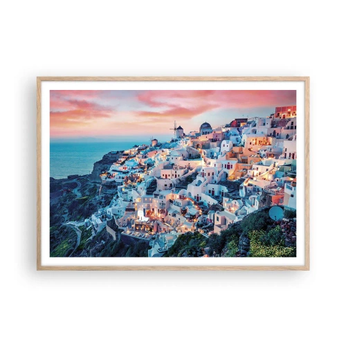 Póster en marco roble claro - Vacaciones en Grecia - 100x70 cm
