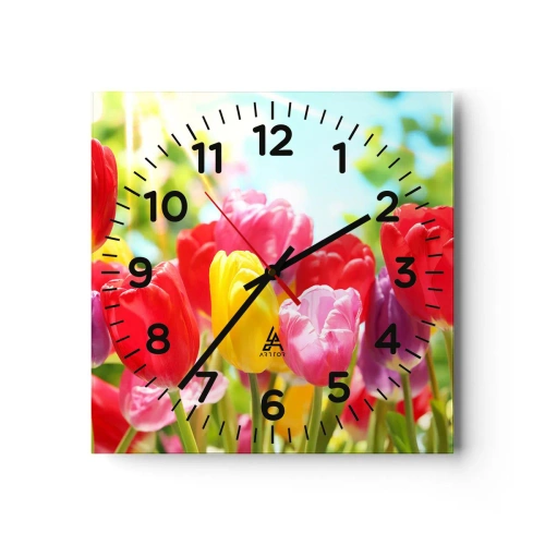 Reloj de pared - Reloj de vidrio - Somos nosotros, ¡los colores de mayo! - 40x40 cm