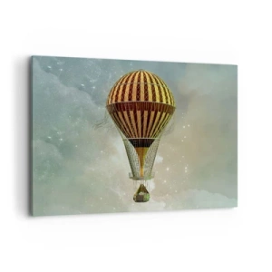 Cuadro sobre lienzo - Impresión de Imagen - Un globo aerostático flotando entre las nubes. - 100x70cm - Vuelos pioneros - Decoración de pared moderna para salón y dormitorio ARTTOR