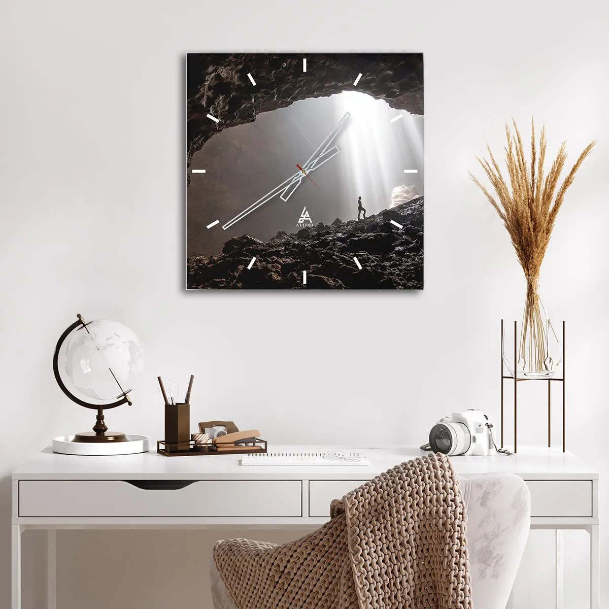 Reloj de pared - Reloj de vidrio - Gruta luminosa - 40x40 cm