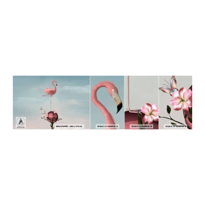 Muestra de fotomural autoadhesivo Deluxe Sticker - Alegoría del baloncesto - Abstracción, Flamenco, Pájaro - 100x30 cm