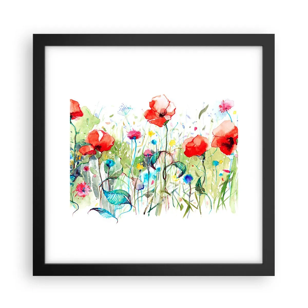 Póster en marco negro - Un prado en flor en mayo - 30x30 cm