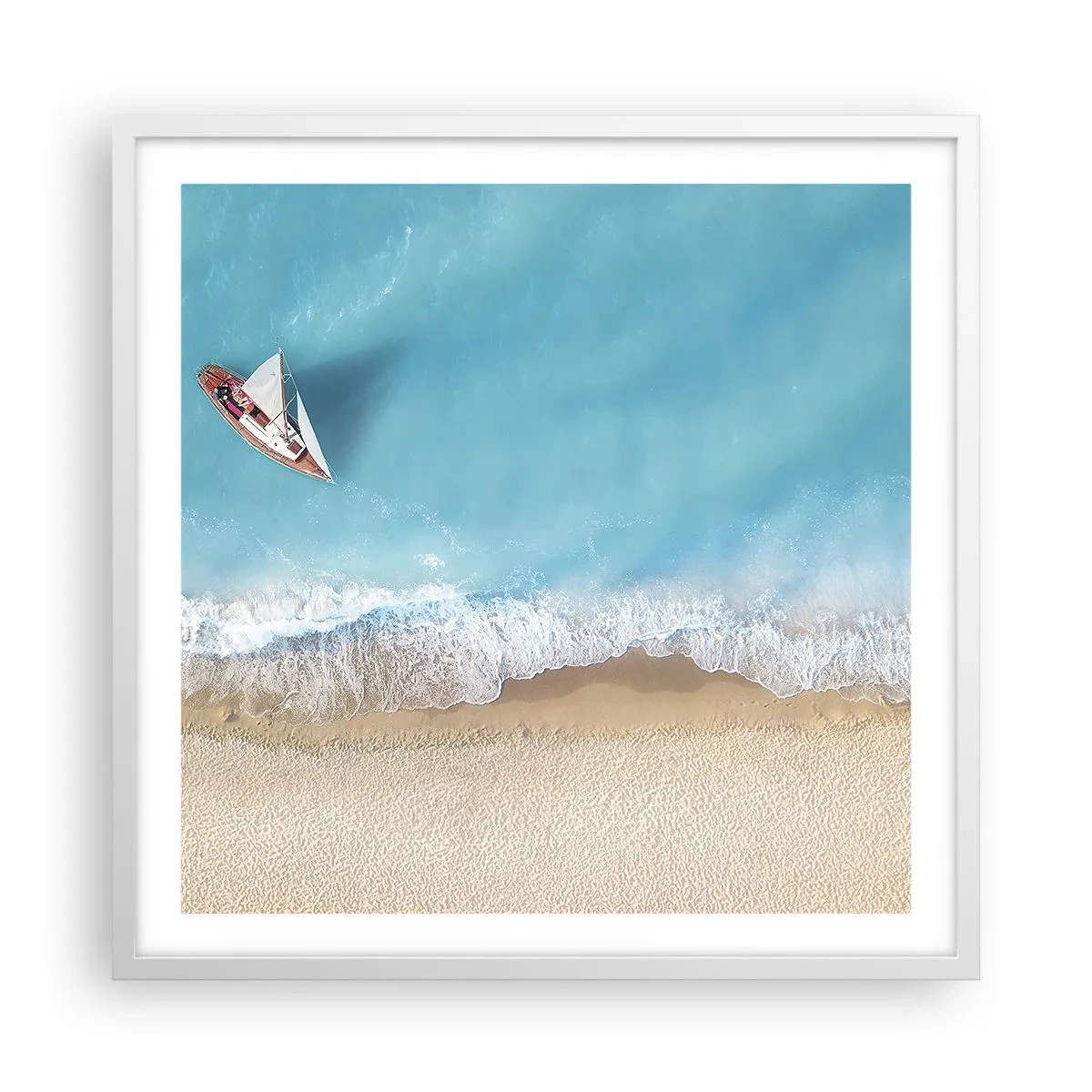 Póster en marco blanco - Frontera celeste y dorada - 60x60 cm