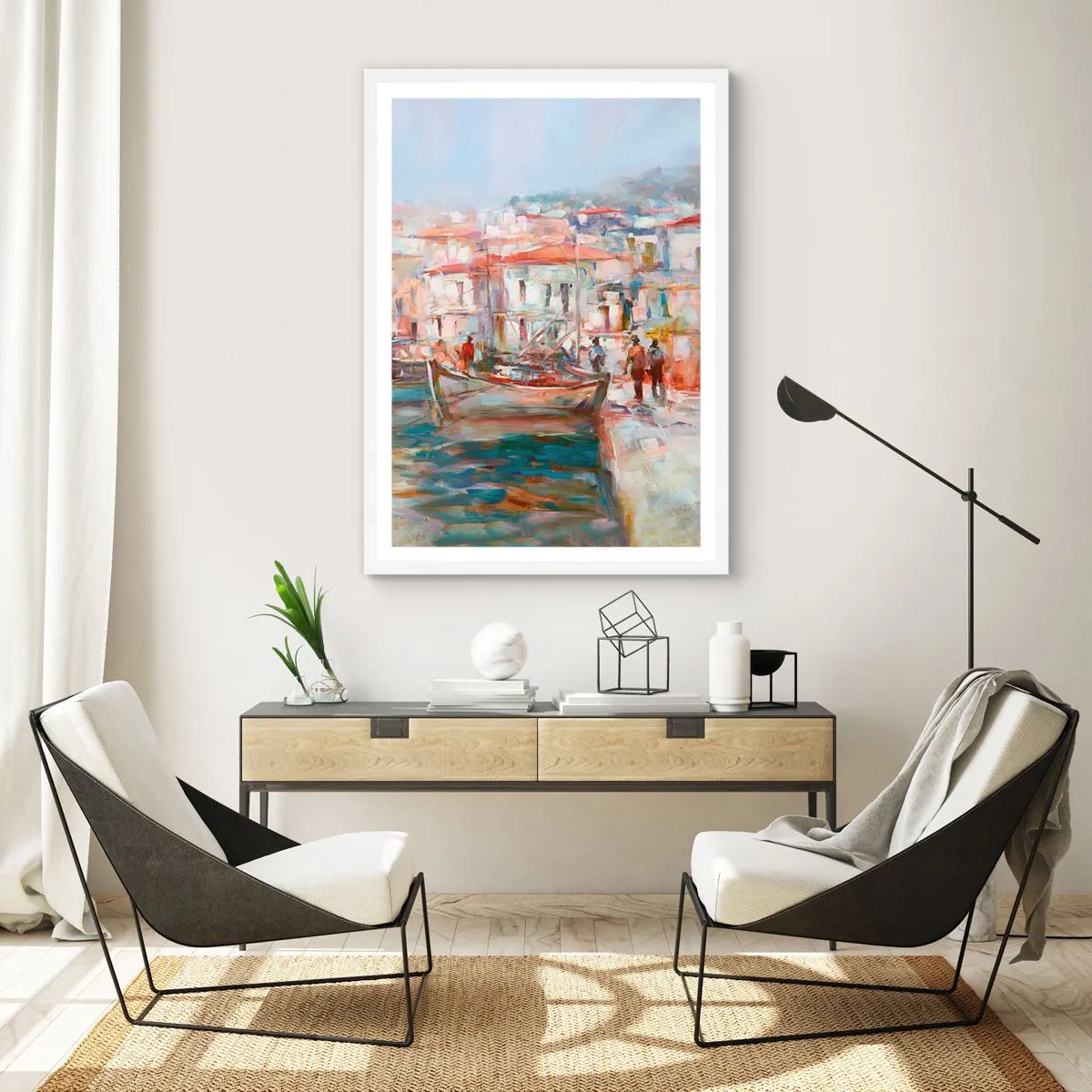 Póster en marco blanco - Vacaciones en colores pastel - 40x50 cm