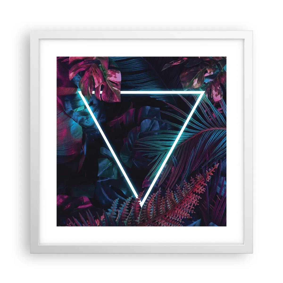 Póster en marco blanco - Jardín fluorescente - 40x40 cm