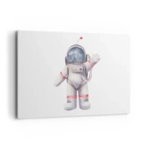 Cuadro sobre lienzo - Impresión de Imagen - Astronauta en estilo acuarela sobre fondo blanco. - 100x70cm - Esto es todo por ahora - Decoración de pared moderna para salón y dormitorio ARTTOR