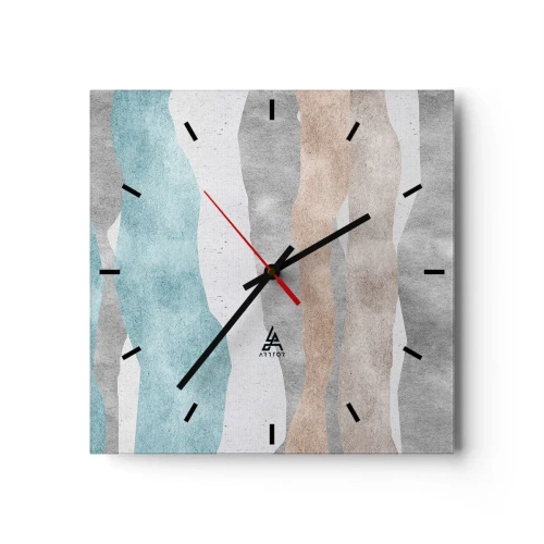 Reloj de pared - Reloj de vidrio - Rayas abstractas en tonos pastel - 30x30cm - Un estudio de la cercanía - Decoración de pared moderna para salón y dormitorio ARTTOR